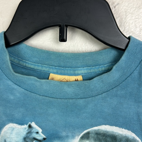 Vtg The Mountain Blue Tie Dye T Shirt Indigenous Woman Wolfs S Dakota MEDIUM USA - Picture 10 of 12